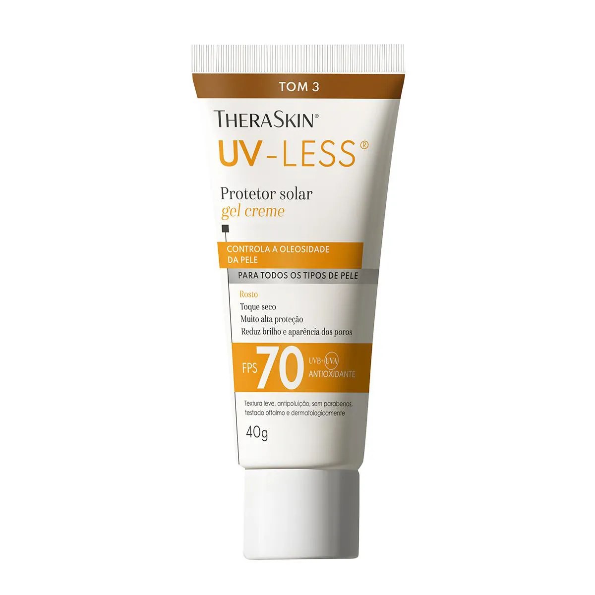 Protetor Solar Facial TheraSkin UV-Less FPS 70 Gel Creme Tom 3 40g