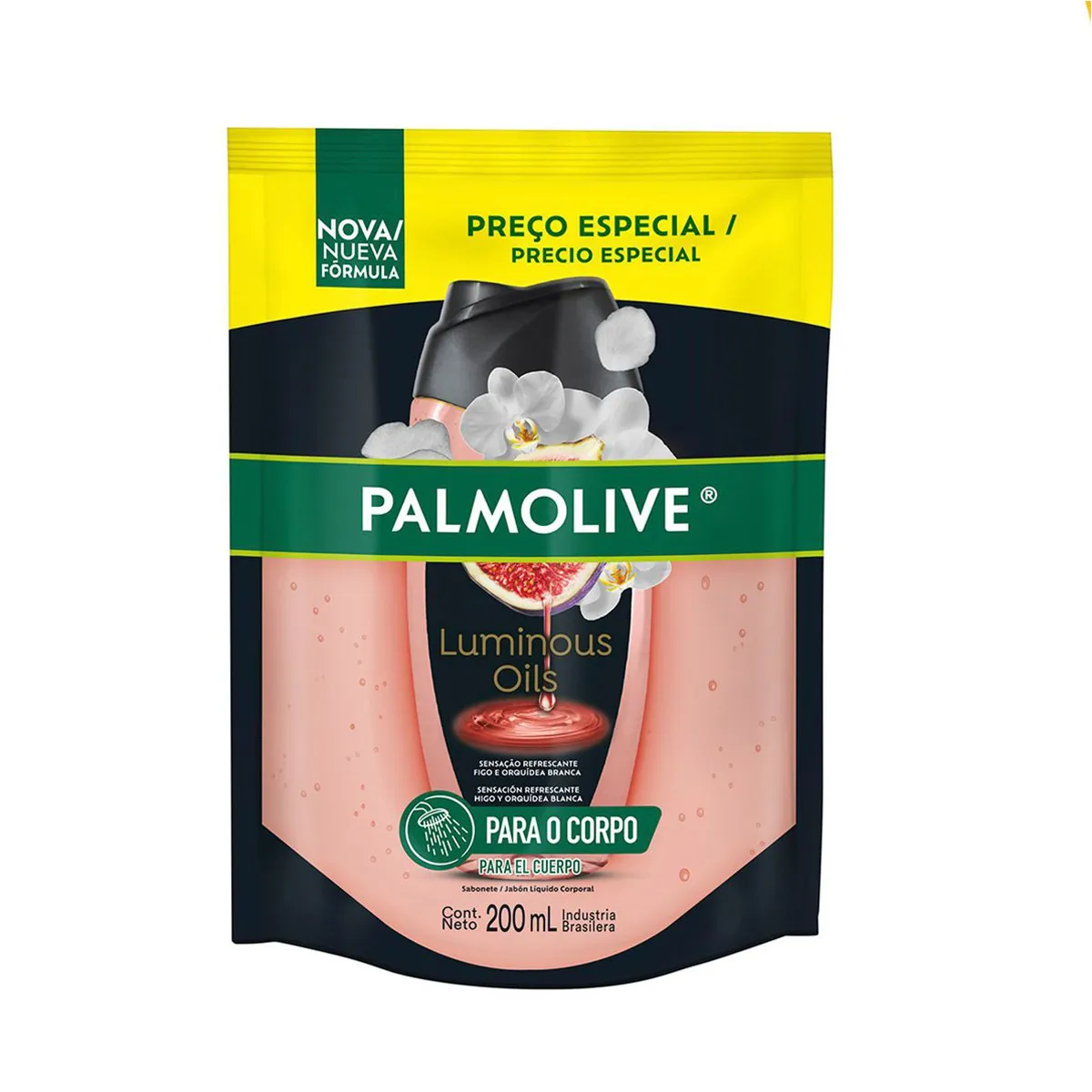 Sabonete Líquido Corporal Palmolive Luminous Oils Figo e Orquídeas Brancas Refil 200ml