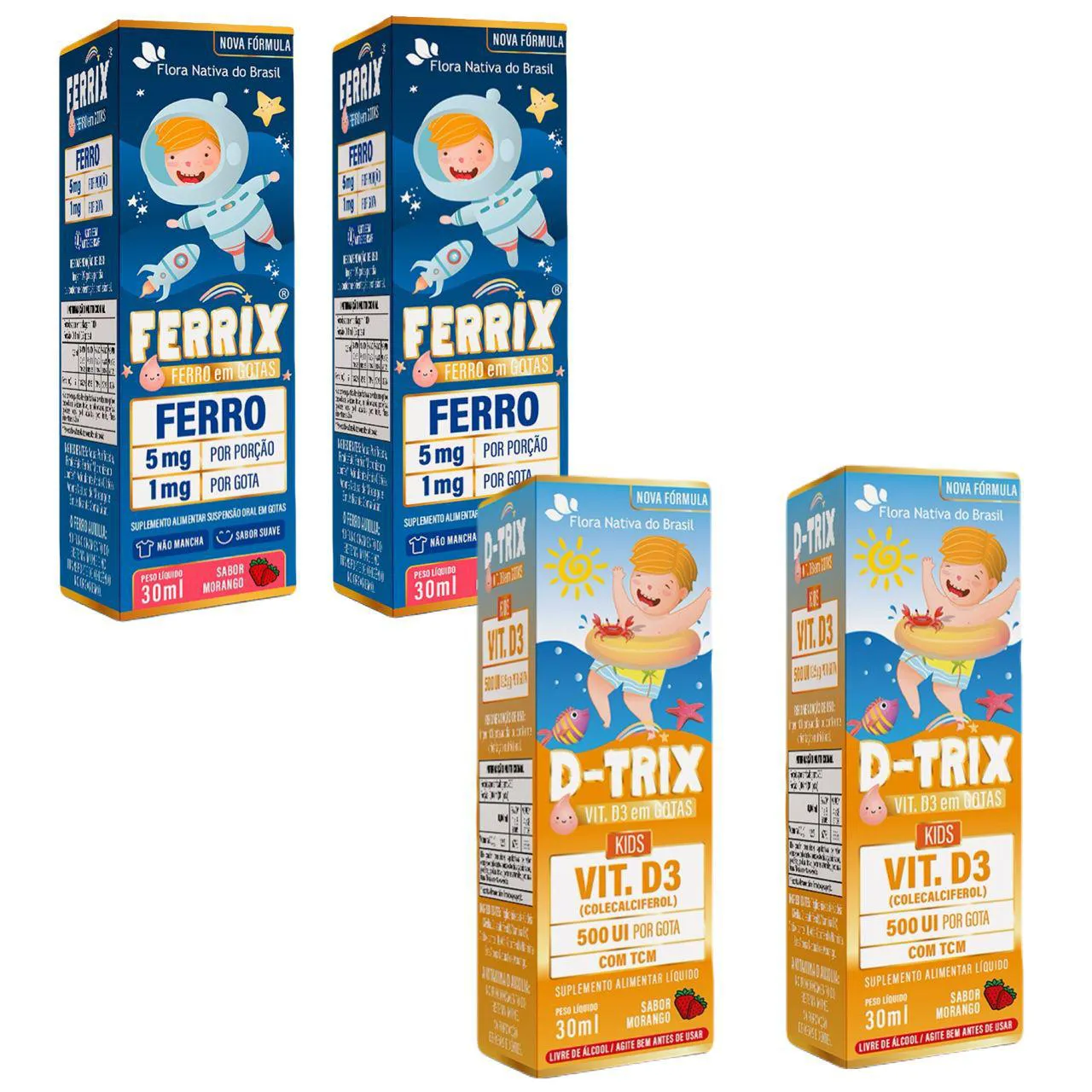 2x Ferrix Ferro + 2x D Trix Vitamina D3 – Kids- Flora Nativa