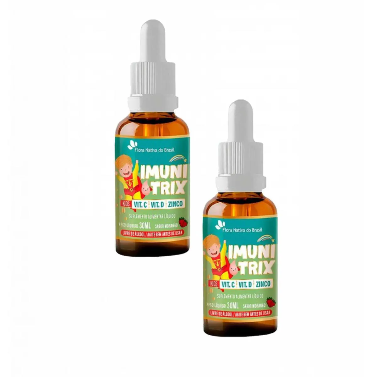2x Imunitrix – Vitamina C – Vitamina D – Zinco – 30ml – Morango