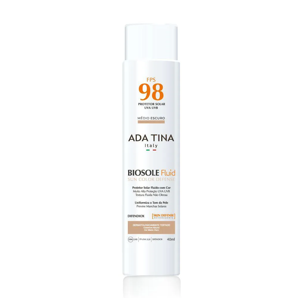 Ada Tina Biosole Fluid Sun Color Defense Fps98 Médio Escuro 40ml