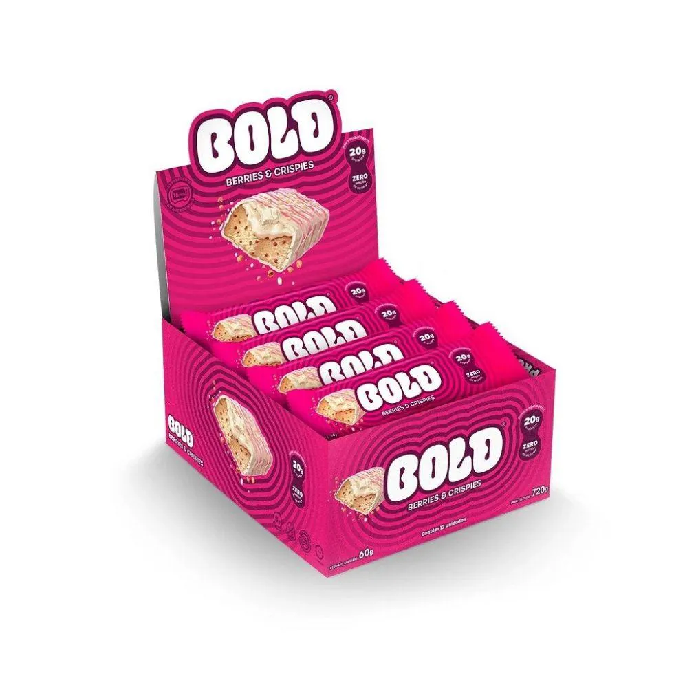Barra de Proteína Bold Snacks Bold Bar Berries & Crispies 60g 12 unidades