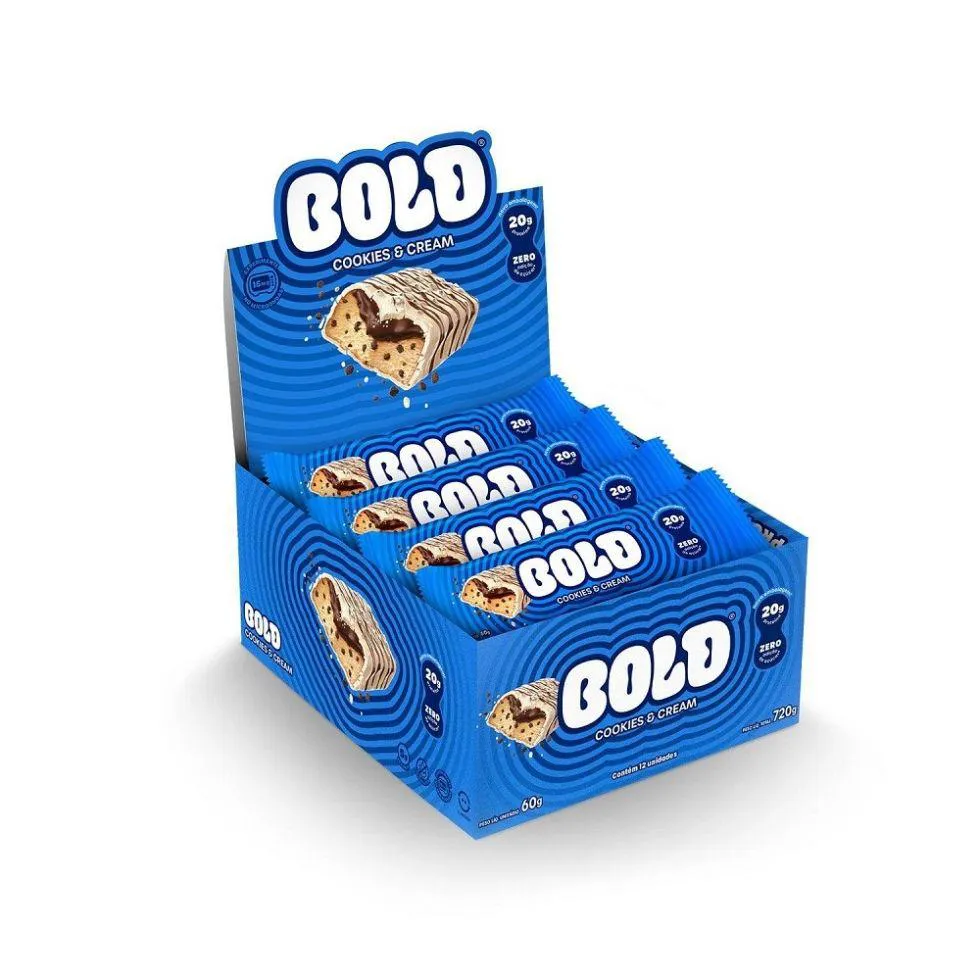 Barra de Proteína Bold Snacks Bold Cookies & Cream 60g 12 unidades