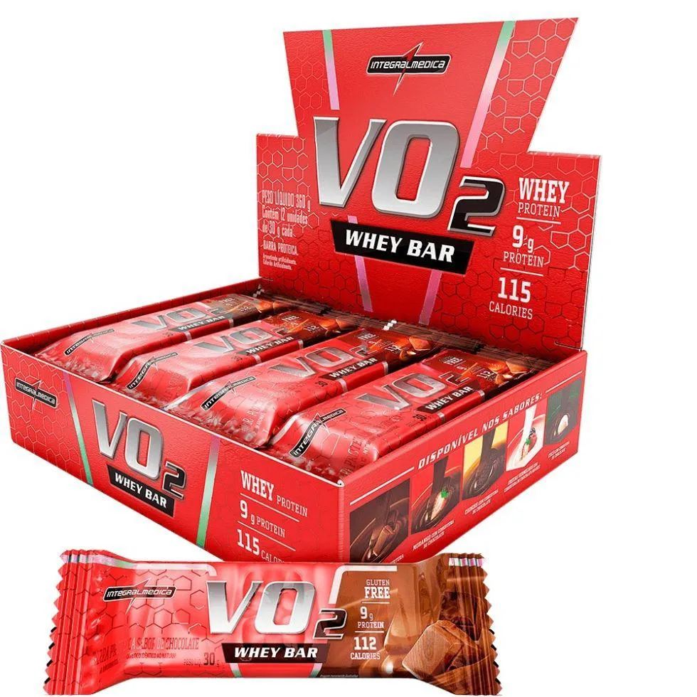 Barra de Proteína Vo2 Slim Integralmédica Chocolate 30g 12 unidades