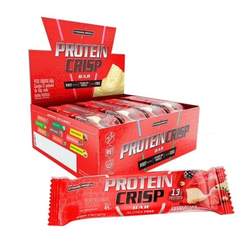 Barra de Proteína Whey Integralmedica Protein Crisp Bar Cheesecake de Frutas Vermelhas 45g 12 unidades