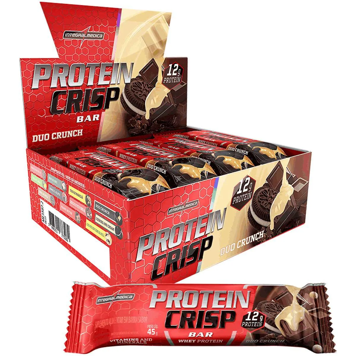 Barra Protein Crisp Bar Caixa Duo Crunch Integralmedica