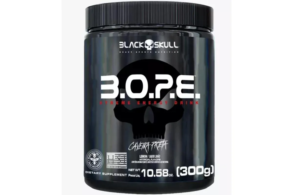 Bope Pré Treino Black Skull Sabor Limão 300g