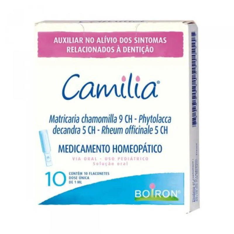 CAMILIA MATRICARIA CHAMOMILA 9CH+ PHYTOLACCA DECANDRA 5CH + RHEUM OFFICINALE 5CH SOLUçãO ORAL 10 FLACONETES DE 1ML
