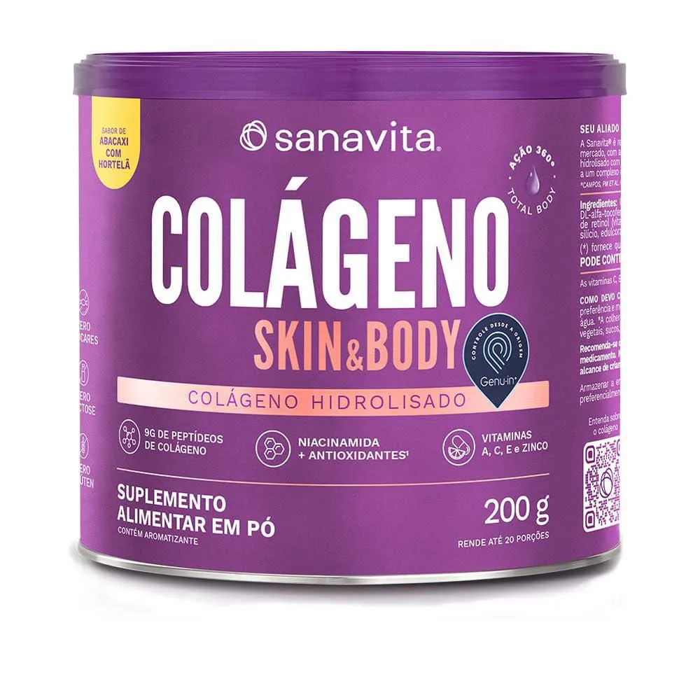 Colágeno Sanavita Skin Abacaxi com Hortelã Pó 200g
