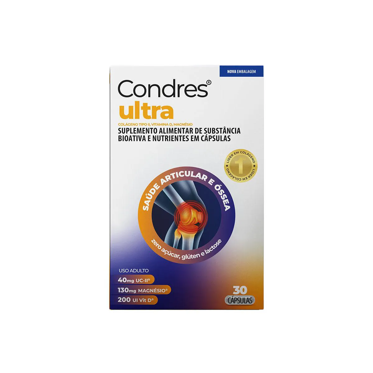 Colágeno Tipo II Não Hidrolisado Condres Ultra +Magnésio e Vitamina D 30 cápsulas