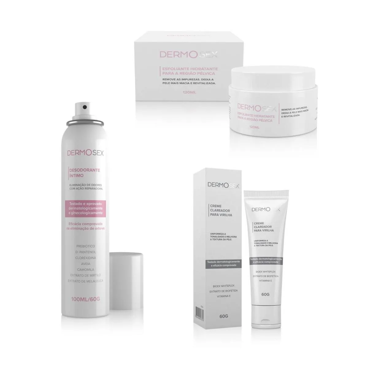 Combo Esfoliante Clareador e Desodorante Íntimo Foliculite