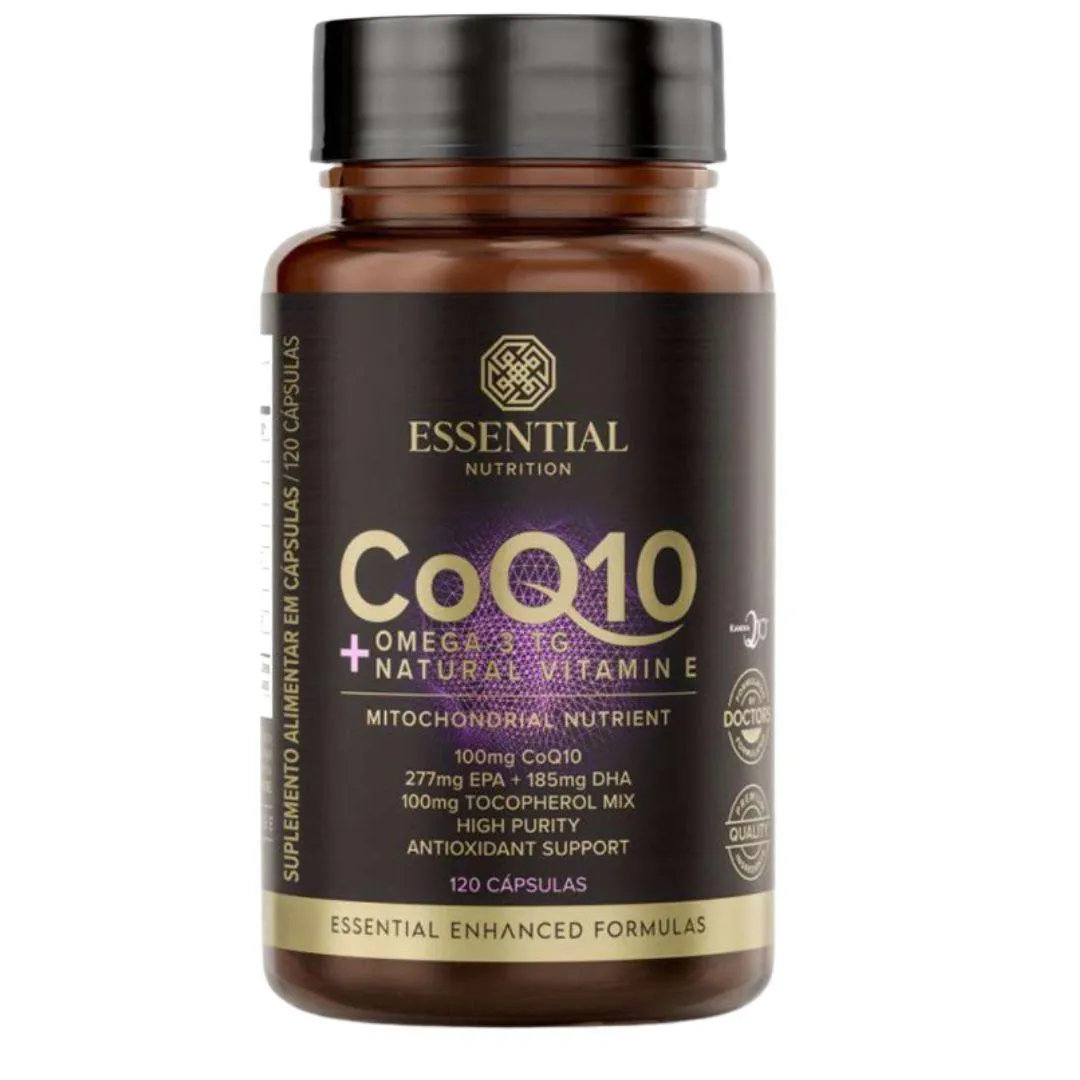Coq10 + Omega 3tg + Natural Vitamin e Pote 120 cápsulas Essential