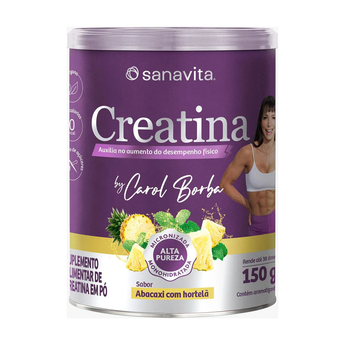 Creatina Sanavita Carol Borba Abacaxi Com Hortelã Pó 150g
