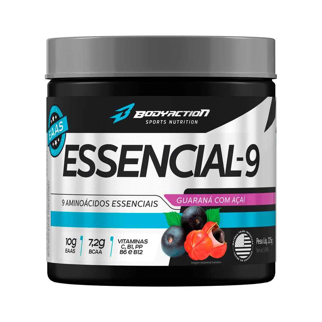 Essencial 9 – Super Combinação 9 Aminoácidos Essenciais – Pote 225g – Body Action – Sabor Guaraná com Açaí 225 G Guarana C Acai