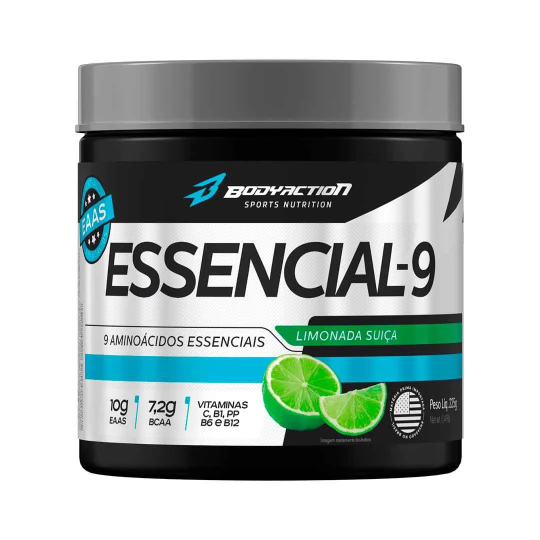 Essencial 9 – Super Combinação 9 Aminoácidos Essenciais – Pote 225g – Body Action – Sabor Limonada Suíça 225 G Limonada Suiça
