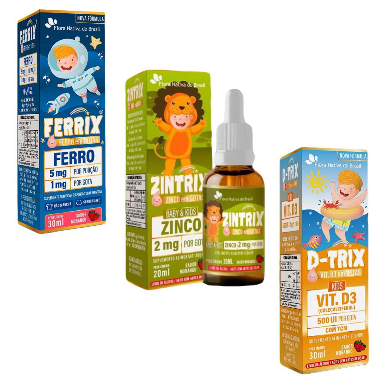 FERRIX FERRO + D TRIX VITAMINA D3 – ZINTRIX ZINCO – KIDS