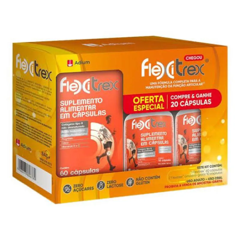 Flexitrex Colágeno com 60 cápsulas – Oferta Especial! Compre e Ganhe 20 cápsulas