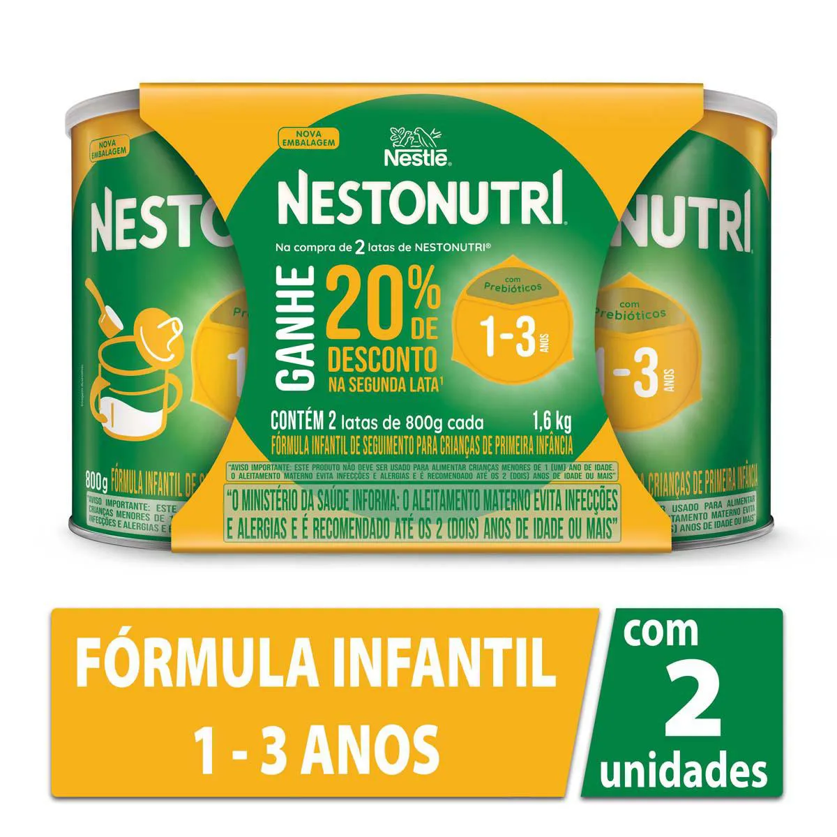 Fórmula Infantil Nestlé Nestonutri 800g Pack com 20% de Desconto na Segunda Lata