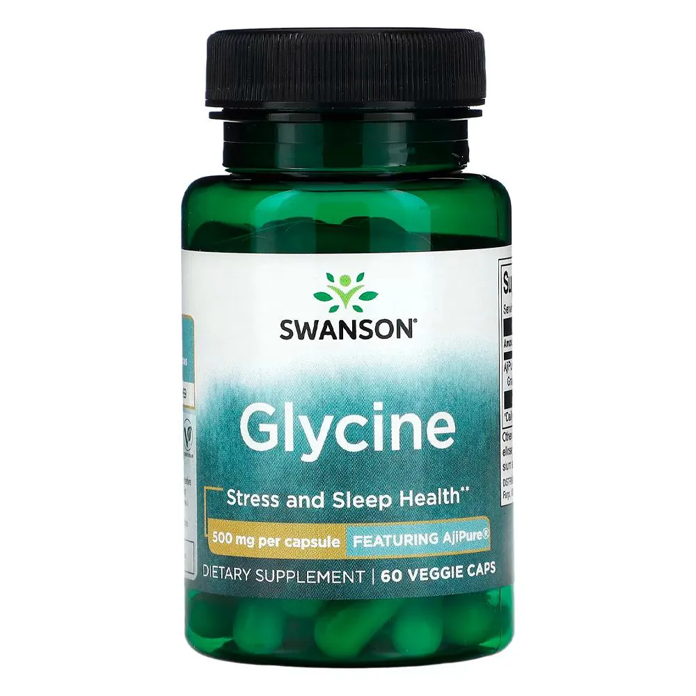 Glicina Ajipure 500mg Swanson 60 Cápsulas Importado
