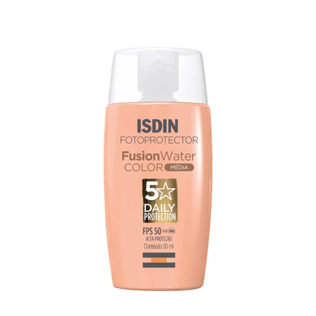 Isdin Fusion Water 5 Stars Fps50 Color Média – Protetor Solar Facial com Cor 50ml