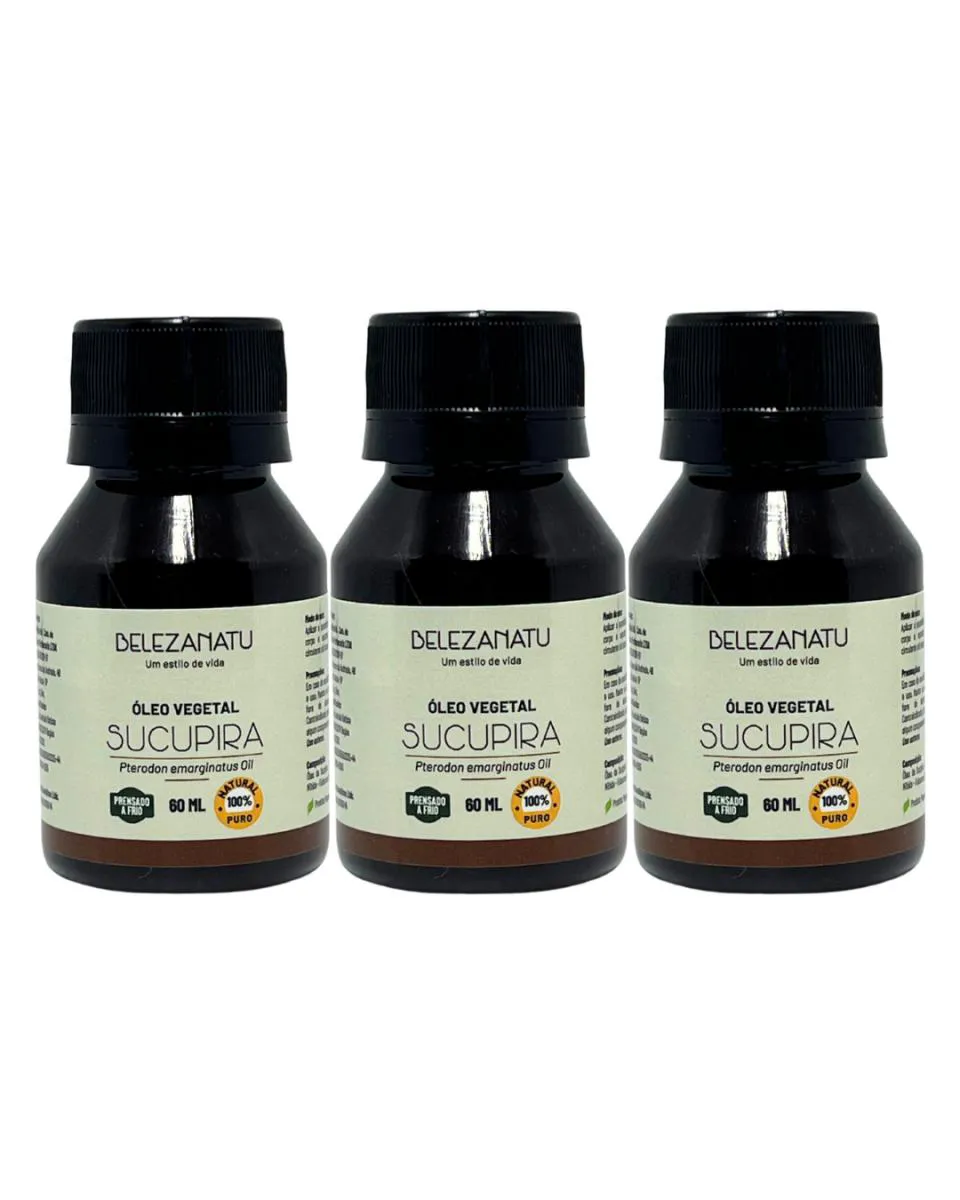 Kit 03 Unidades Óleo Vegetal Sucupira 60Ml – Belezanatu