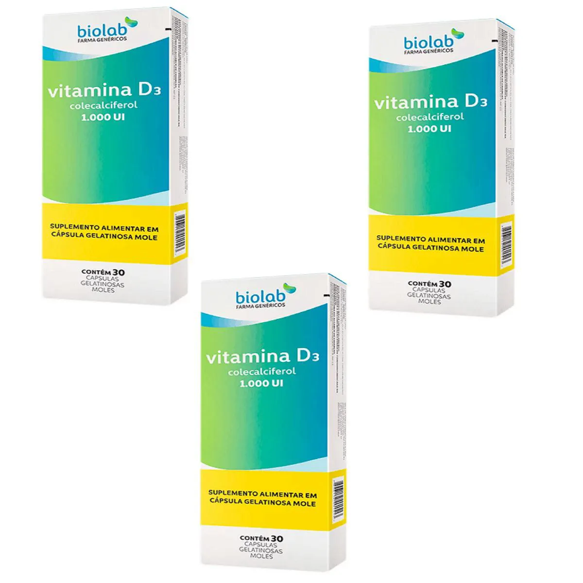 Kit 03 Vitamina D3 1.000ui Colecalciferol 30 Cáps – Biolab