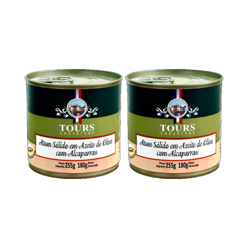 Kit 2x: Atum Sólido com Alcaparras em Azeite Tours 255g
