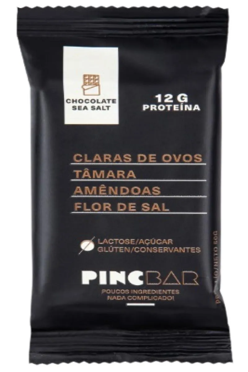 Kit 3x: Barra de Proteína Chocolate Sea Salt Sem Açúcar Pincbar 50g
