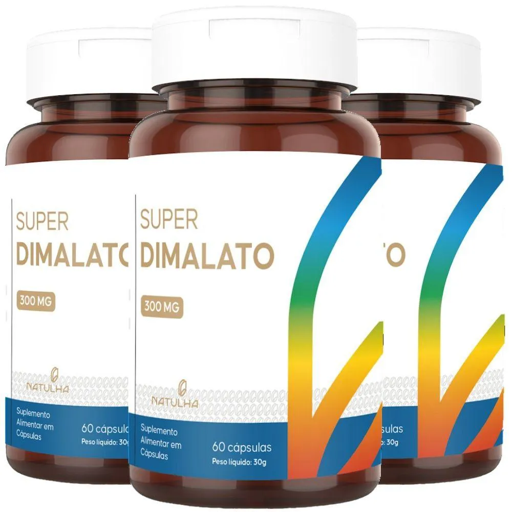 Kit 3x Super Magnésio Dimalato 300mg Elementar 60 cápsulas – Natulha