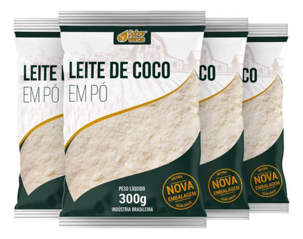 Kit 4 Leite De Coco Em Po 300G – Sabor Verde