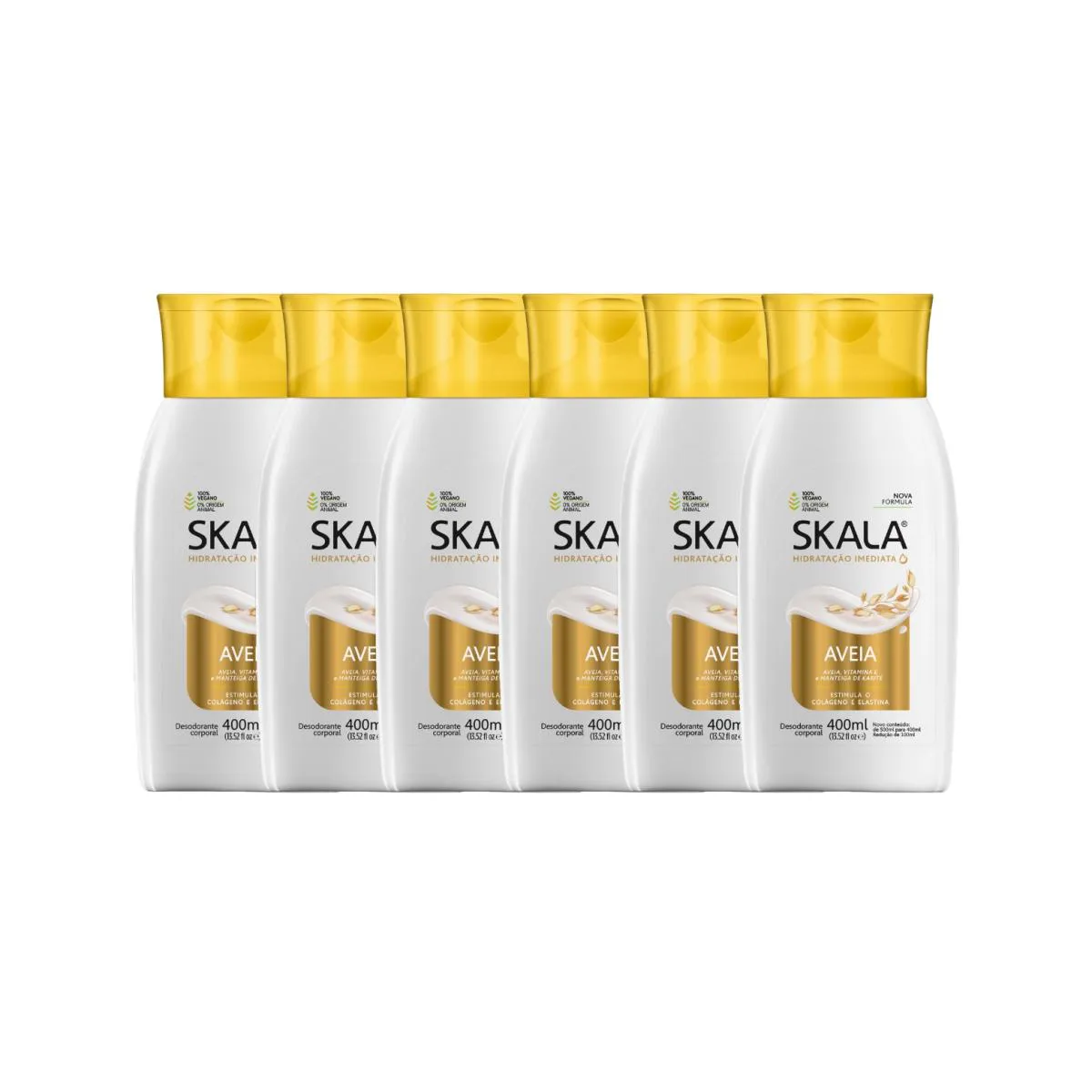 Kit 6 Loção Creme Hidratante Corporal Aveia Vegano Skala