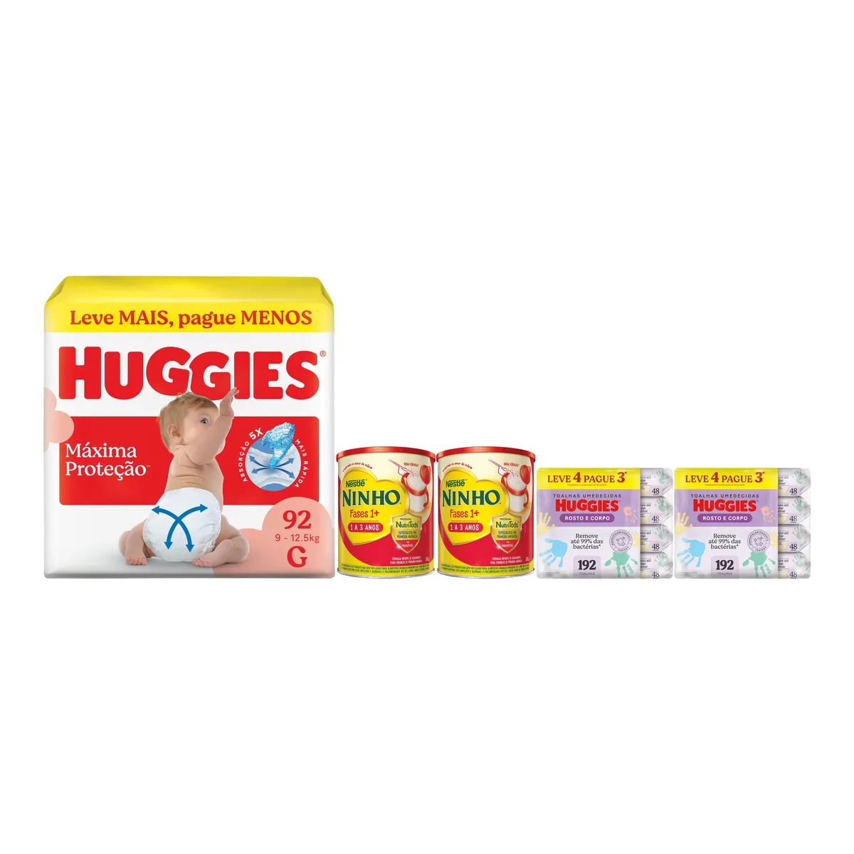 Kit Bebê Huggies Fralda G com Fórmula Infantil Ninho 1+