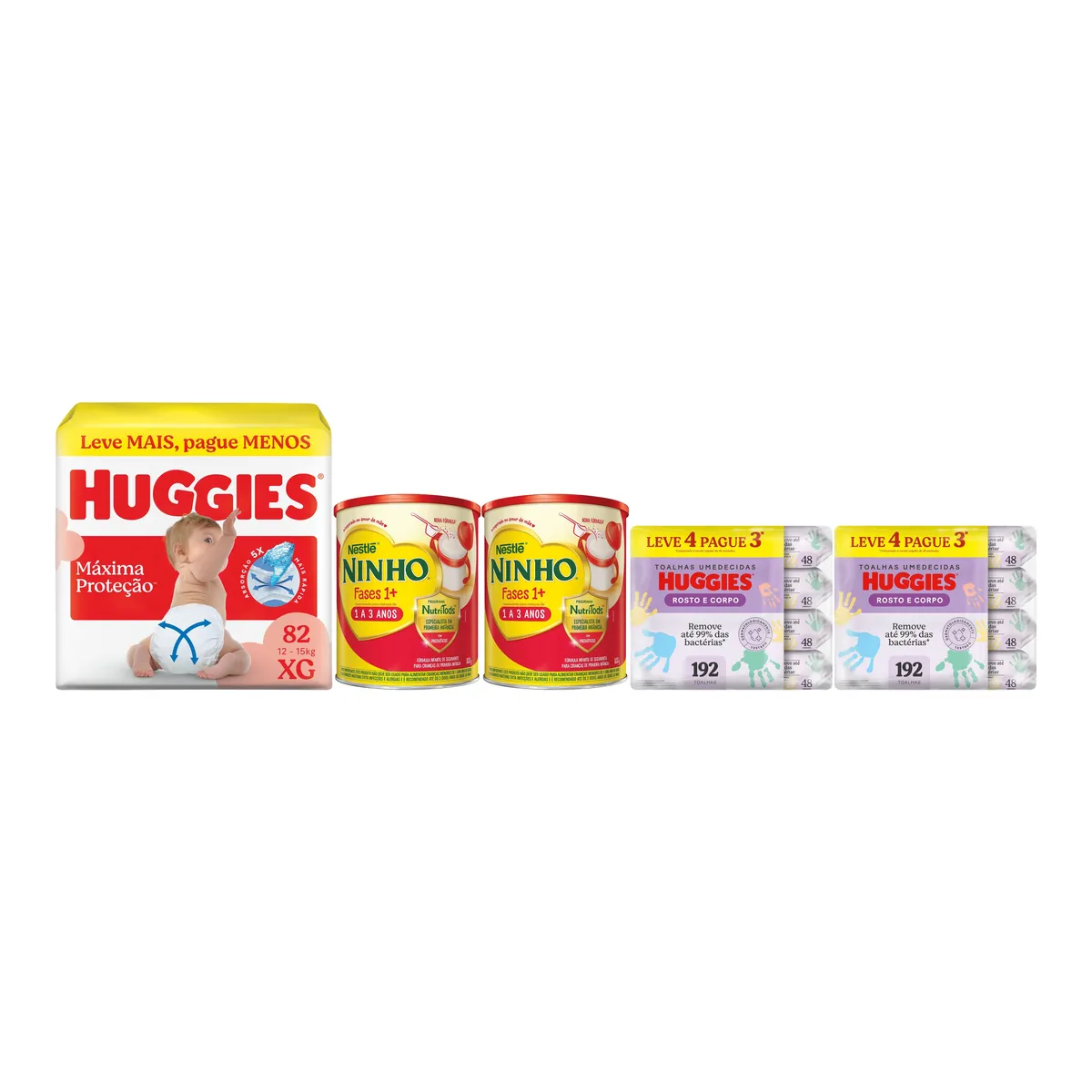 Kit Bebê Huggies Fralda XG com Fórmula Infantil Ninho 1+