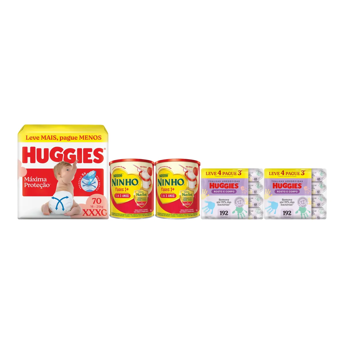 Kit Bebê Huggies Fralda XXXG com Fórmula Infantil Ninho 1+