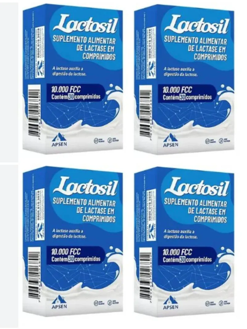 Kit C/4 Lactosil 10.000 Fcc – Enzima Lactase C/30 comprimidos Cada Caixa