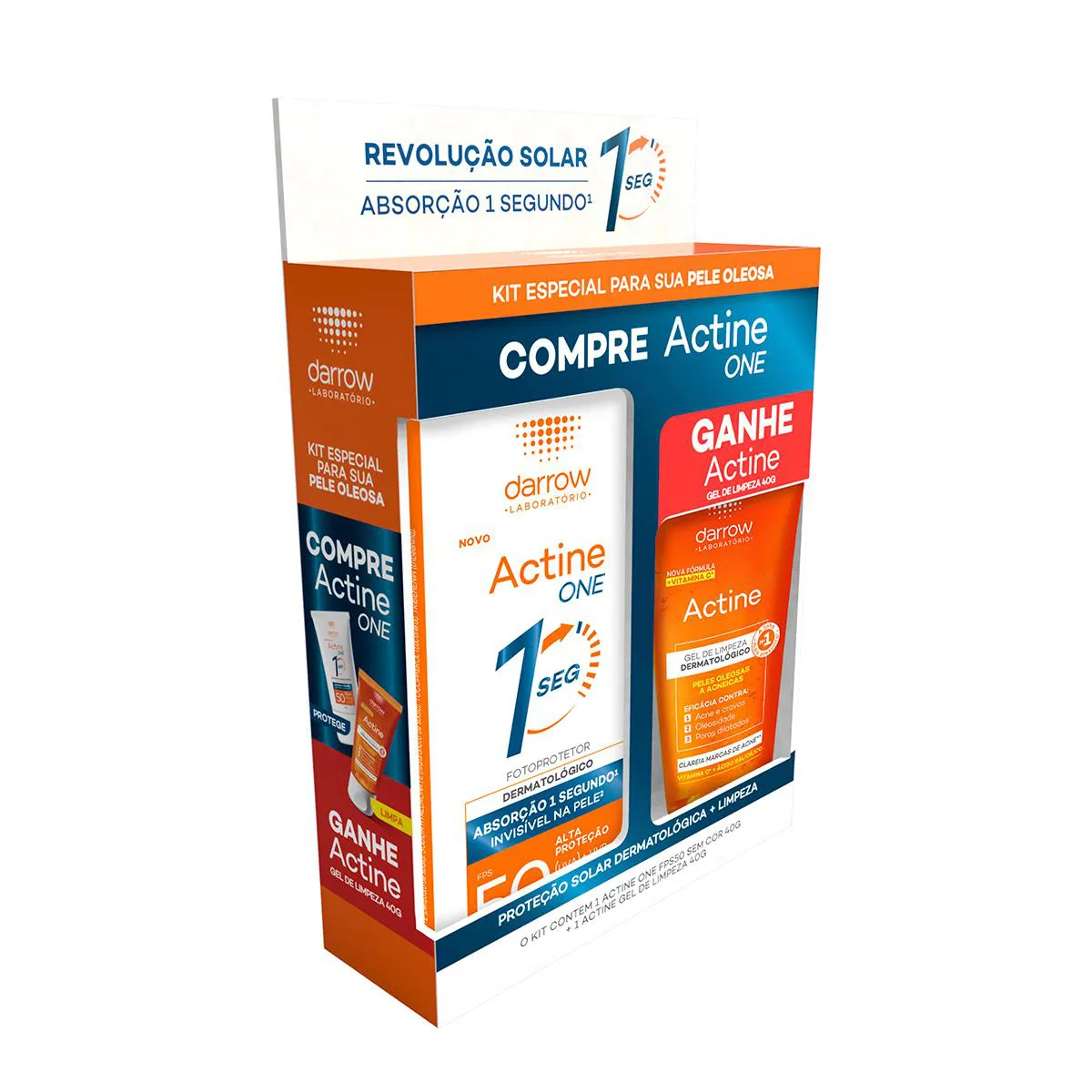 Kit Darrow Actine One Protetor Solar Facil FPS50 40g + Gel de Limpeza 40g