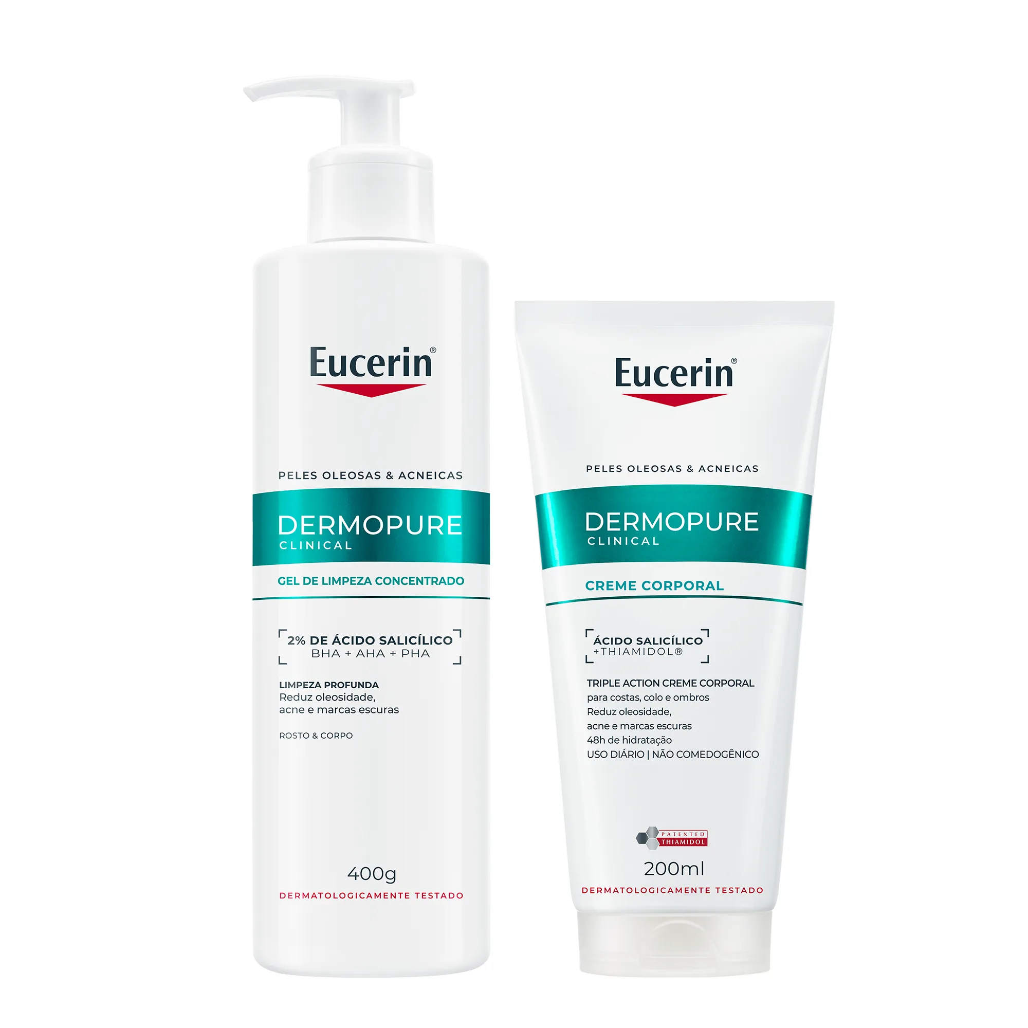Kit Eucerin Dermo Pure Gel de Limpeza Facial Concentrado 400g + Creme Corporal Efeito Triplo 200ml