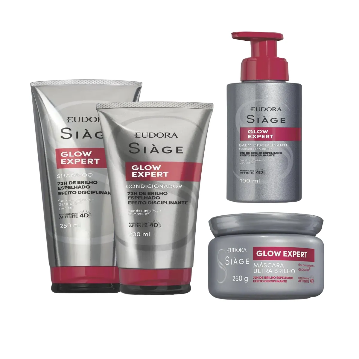 Kit Eudora Siàge Glow Expert Shampoo 250ml+ Condicionador 200ml+ Máscara 250g + Leave-In 100ml