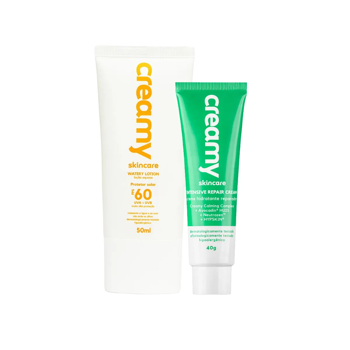 Kit Facial Skincare Creamy Protetor Solar FPS 60 50ml + Creme Hidratante Reparador Intensive Repair 40g