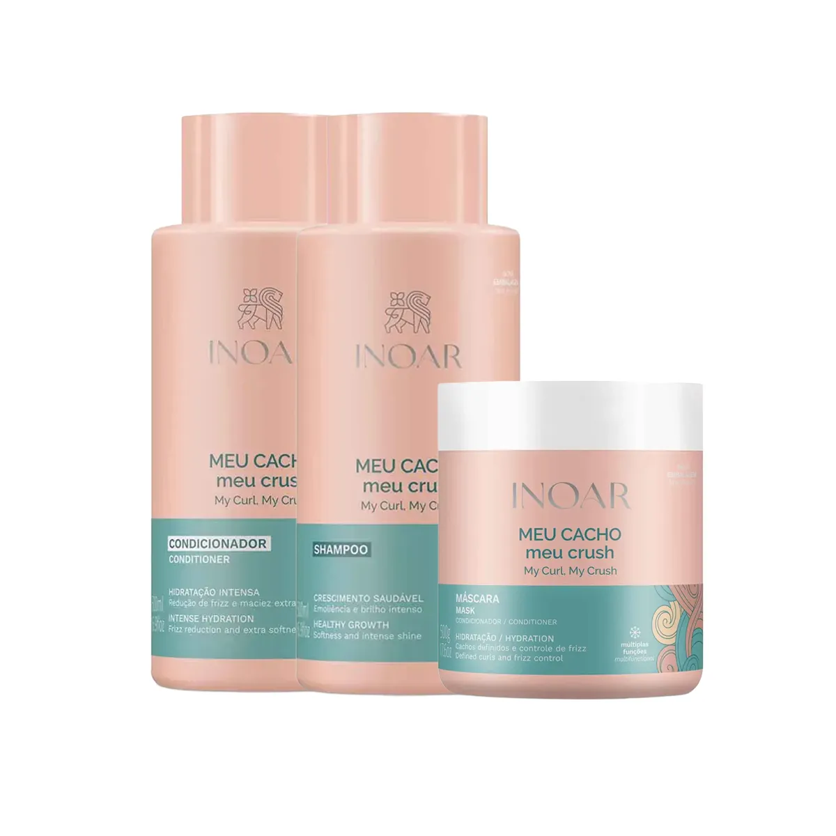 Kit Inoar Meu Cacho Meu Crush Shampoo 500ml + Condicionador 500ml + Máscara de Hidratação 500g