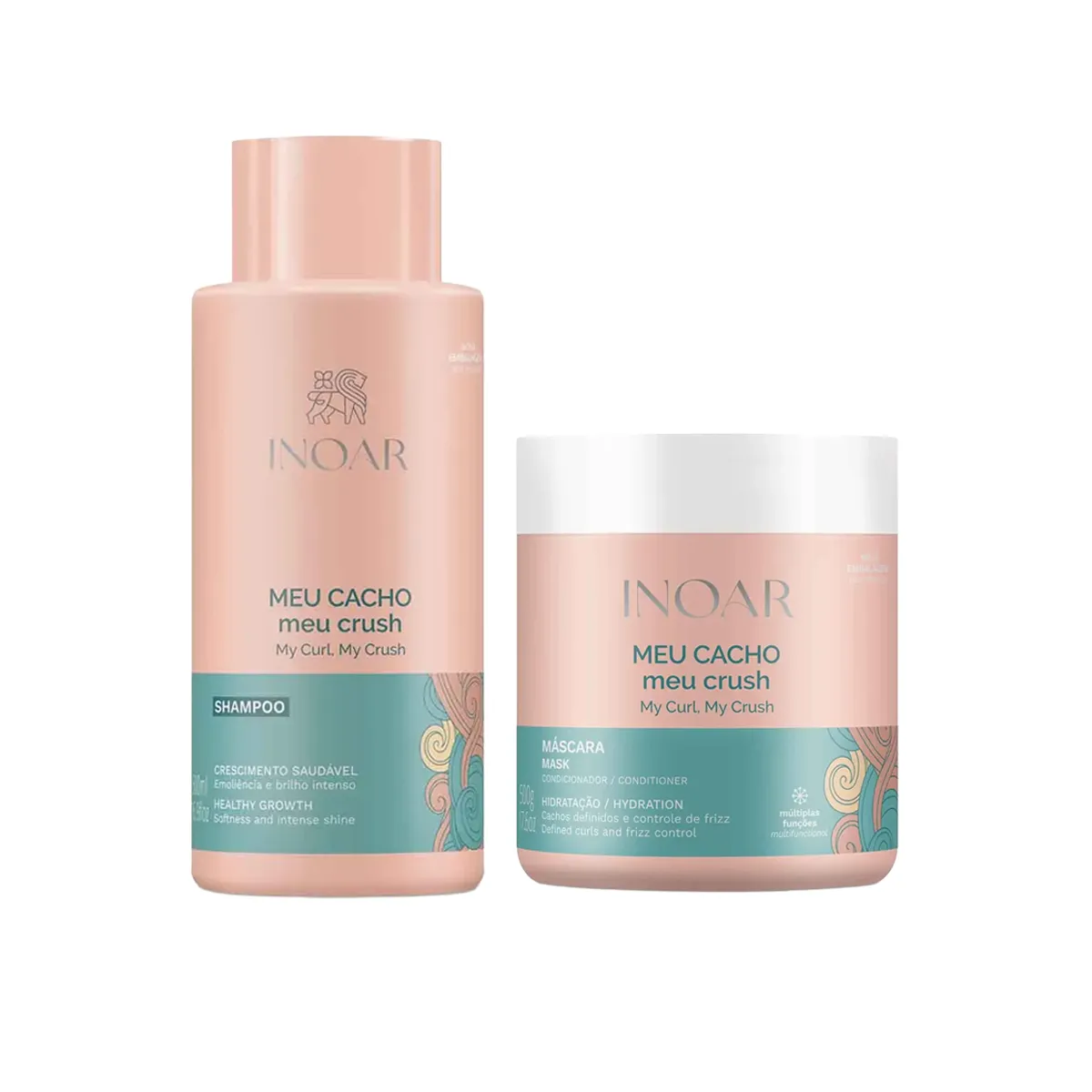 Kit Inoar Meu Cacho Meu Crush Shampoo 500ml+ Máscara de Hidratação 500g