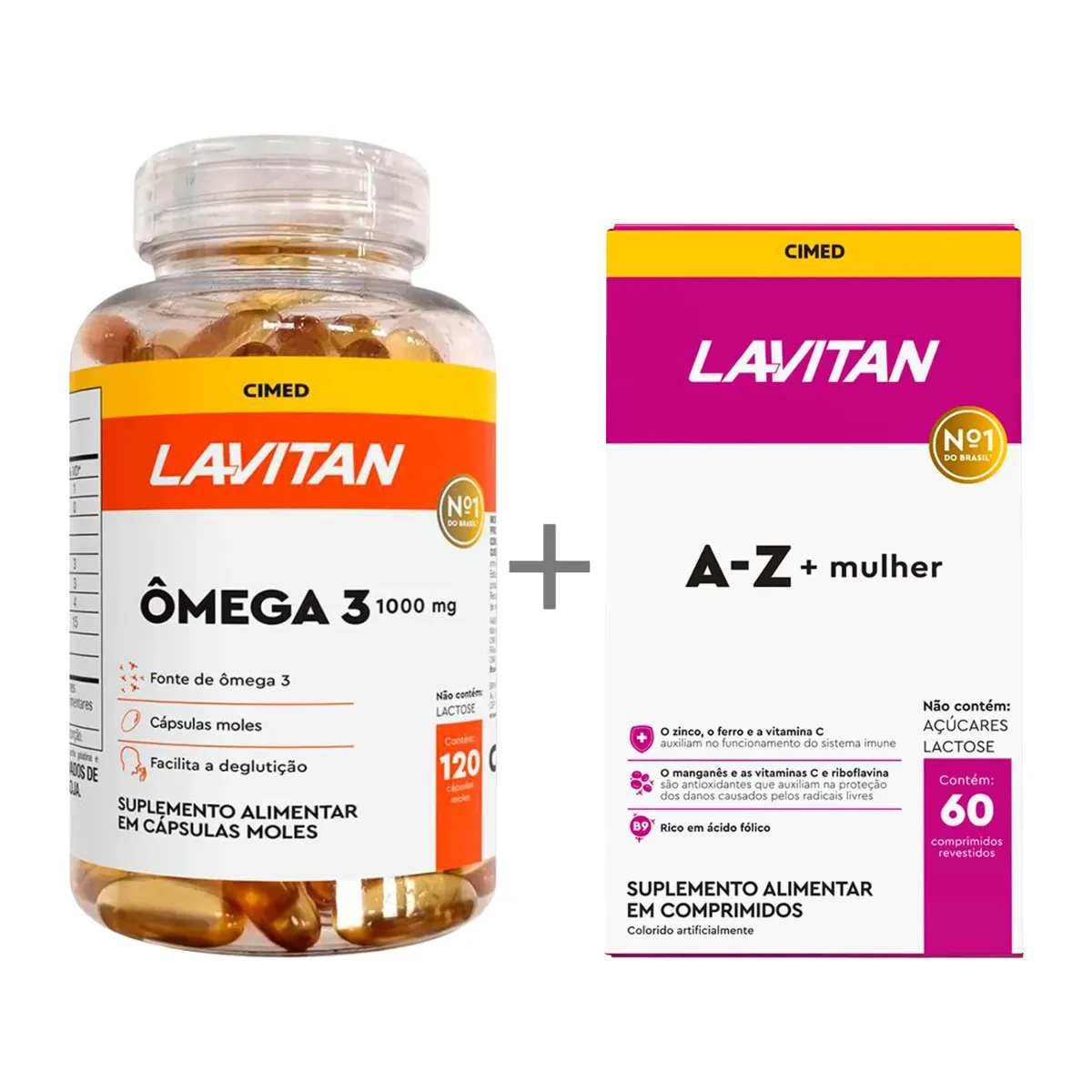 Kit Lavitan Polivitamínico A-Z Mulher 60 Comprimidos + Ômega 3 120 cápsulas
