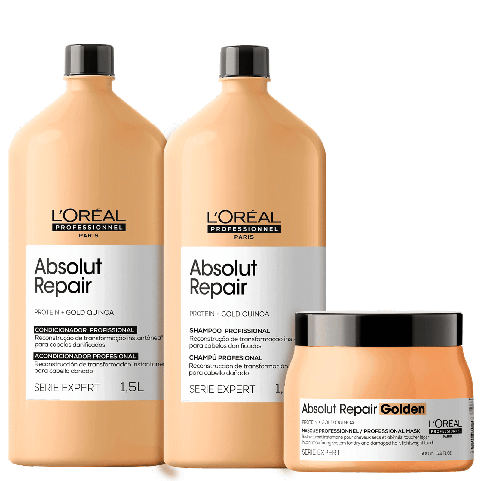 Kit L’Oréal Professionnel Serie Expert Absolut Repair Gold Quinoa + Protein Golden Salon Trio (3 Produtos)