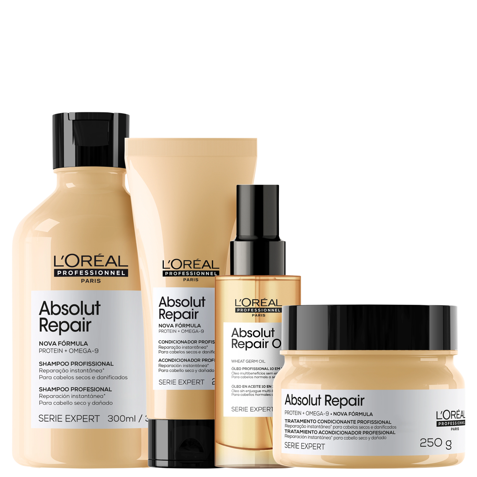 Kit L’Oréal Professionnel Serie Expert Absolut Repair Omega-9 + Protein Quarteto (4 Produtos)