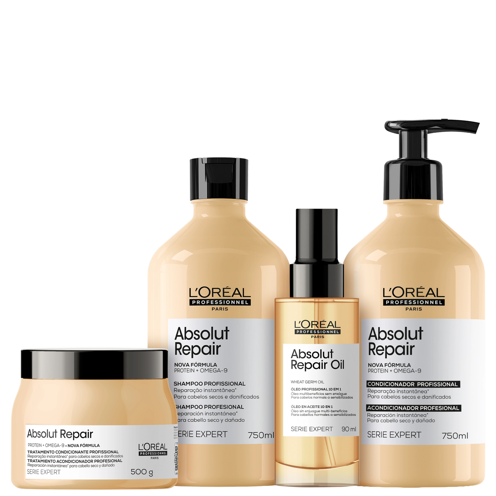 Kit L’Oréal Professionnel Serie Expert Absolut Repair Omega 9 + Protein Squad (4 Produtos)