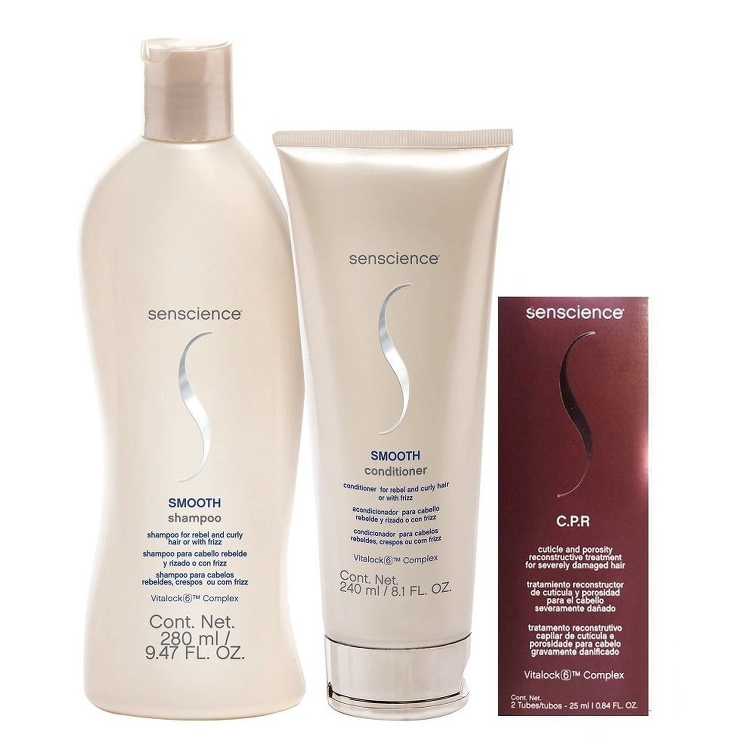 Kit Senscience Smooth – Shampoo 280ml + Condicionador 240ml + C.P.R 25ml