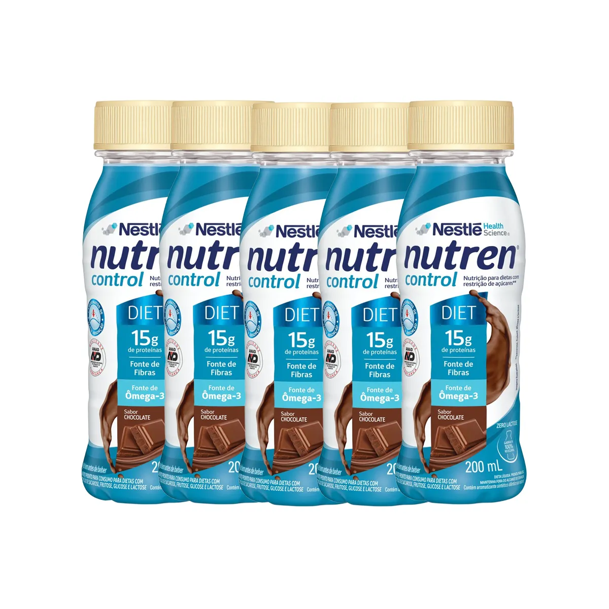 Kit Suplemento Alimentar Nestlé Nutren Control Chocolate 200ml 5 unidades