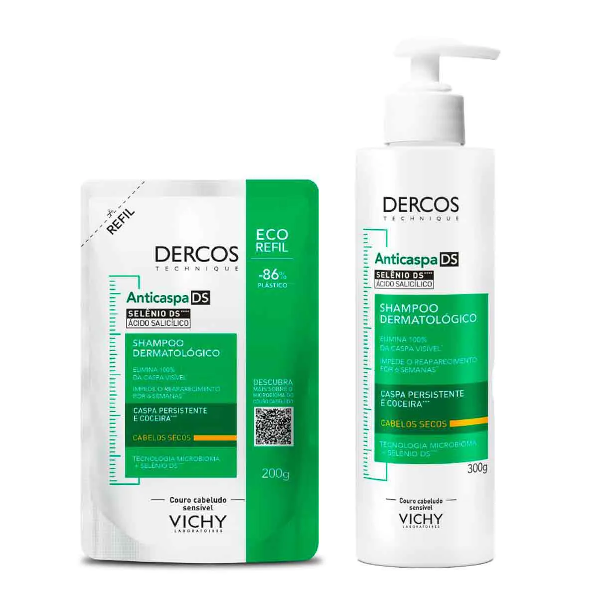 Kit Vichy Dercos Anticaspa Cabelos Secos Shampoo 300g + Refil 200g
