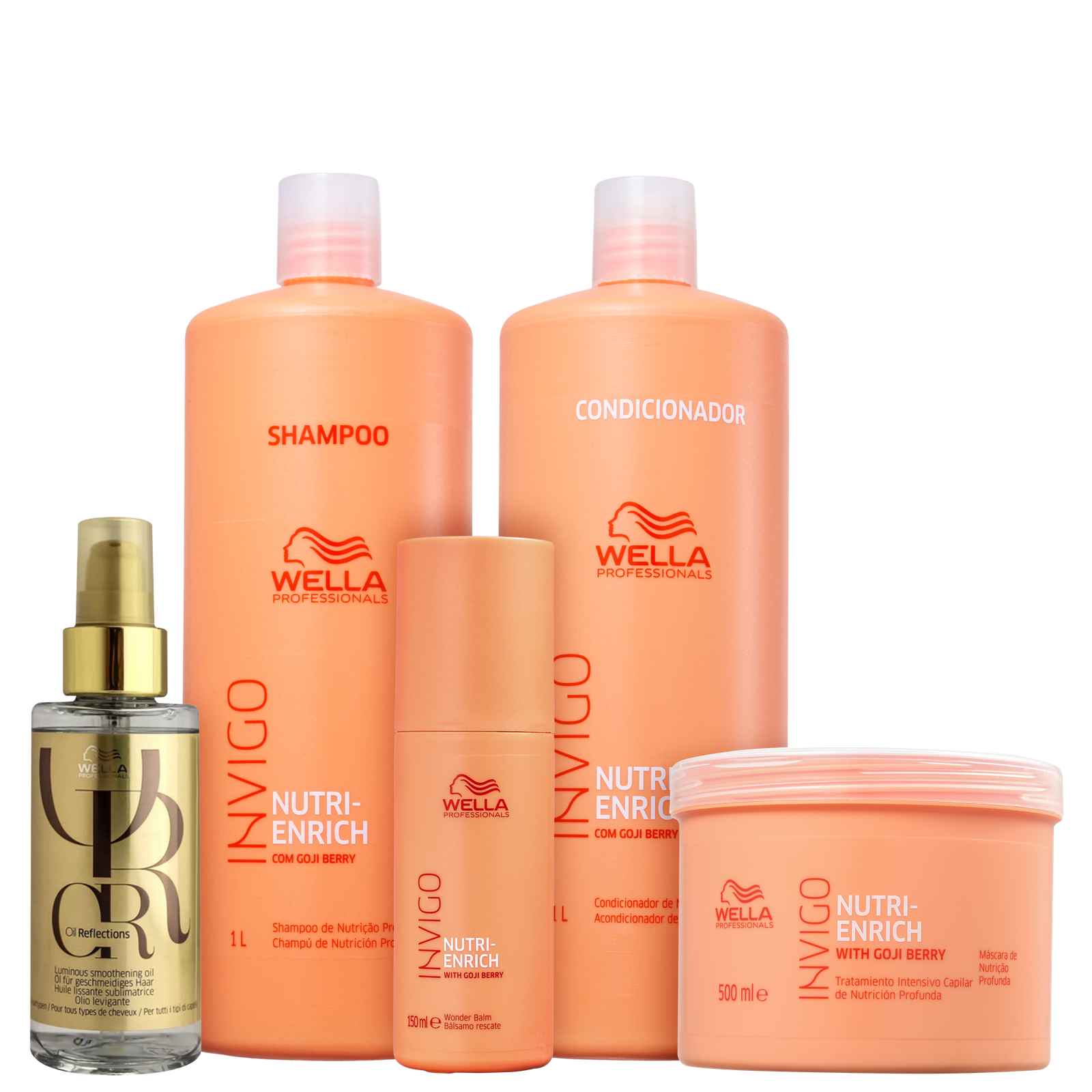 Kit Wella Professionals Invigo Nutri-Enrich & Oil Reflections Super Salon (5 Produtos)