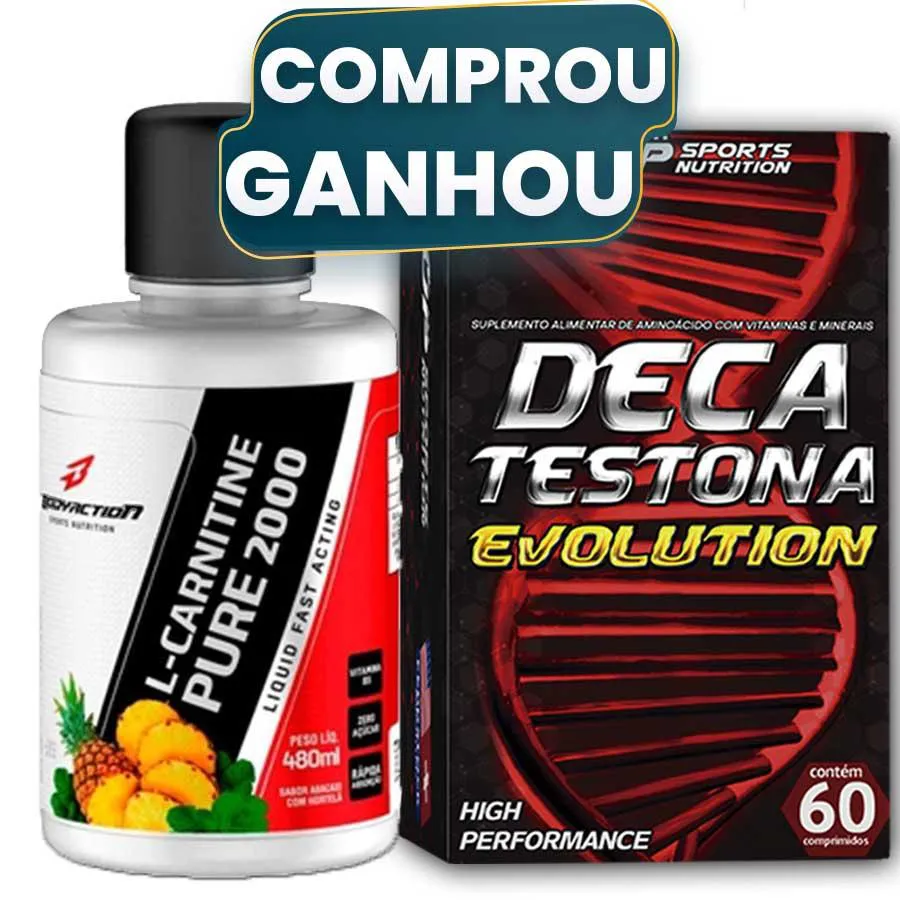L-carnitina 2000 Liquida Pura 480ml + Deca Testona Evolution Abacaxi com Hortelã